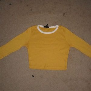 Yellow Long Sleeve Crop Top